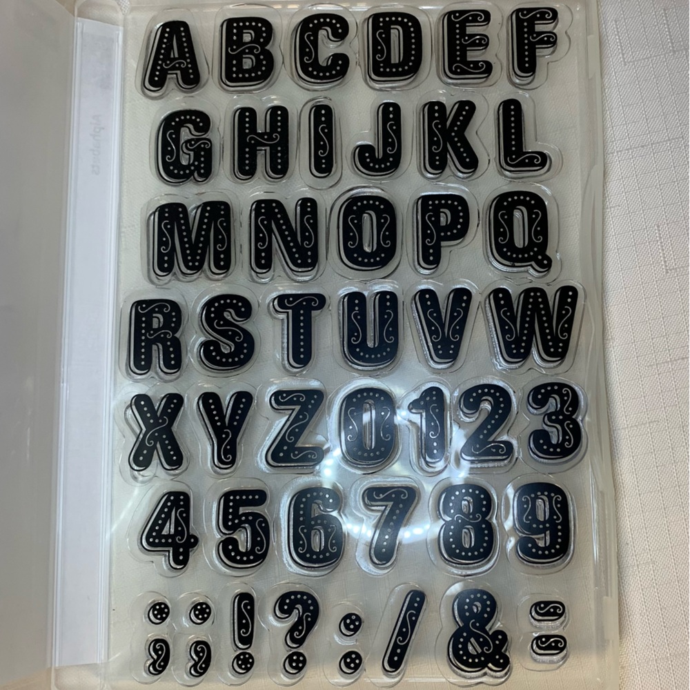 NWOT Martha Stewart Alphabet Stamp Set Cling Polymer Swirl Bubble Letter Cards